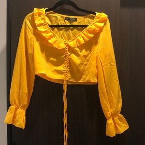 White Fox Yellow Crop Top